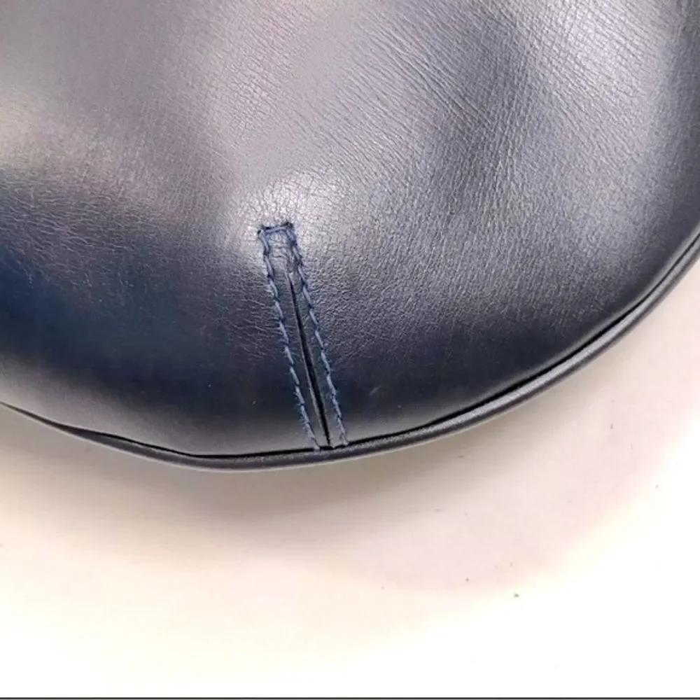 Auth Vintage Gucci Navy Blue Leather Suede Shoulder Bag Preloved Purse Old Gucci - Picture 5 of 14